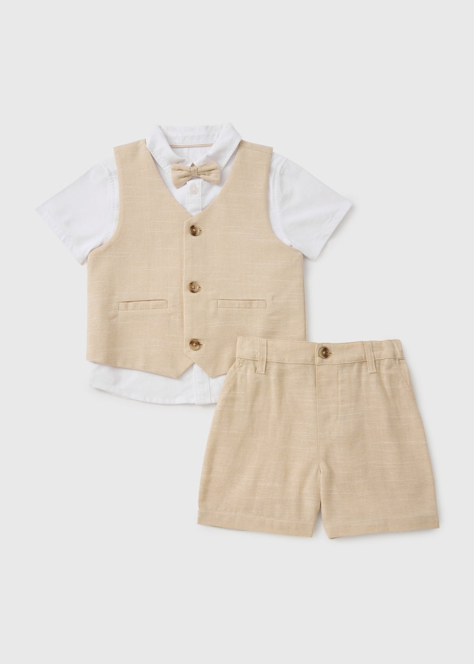 3 Piece Boys Stone Bow Tie Formal Top & Short Set (1-7yrs)