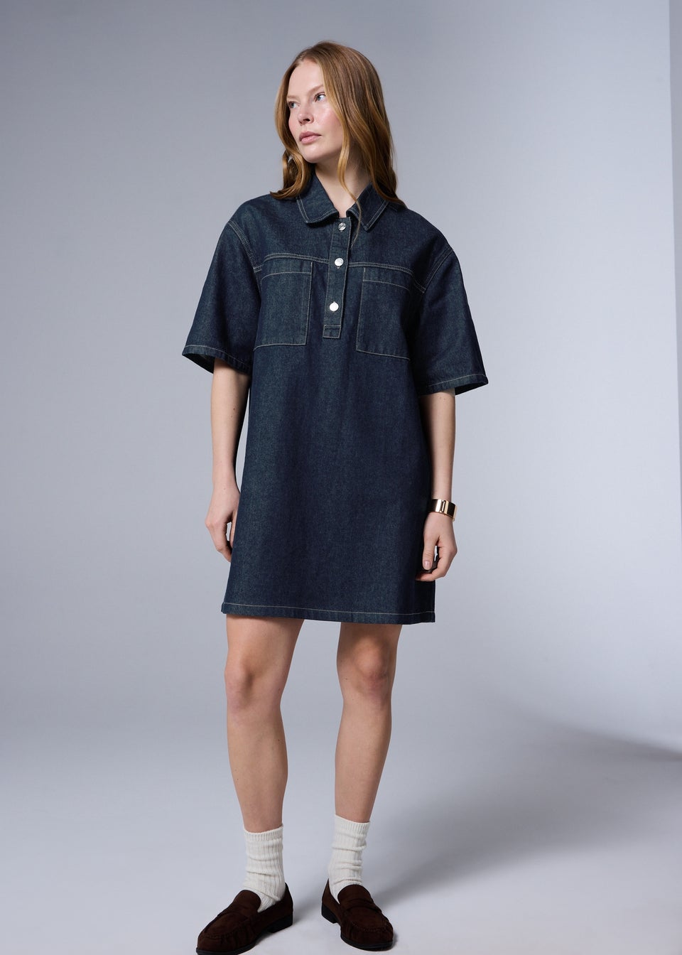 Denim Pocket Mini Dress