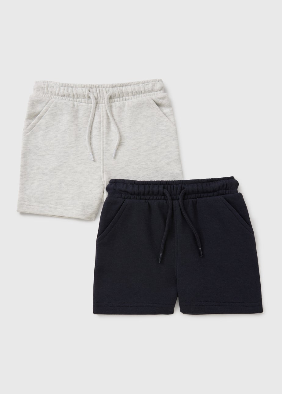 2 Pack Boys Navy & Grey Jogger Shorts (1-7yrs)