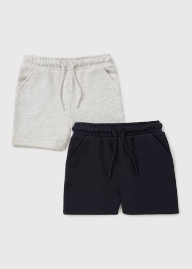 2 Pack Boys Navy & Grey Jogger Shorts (1-7yrs)