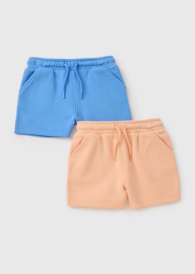 2 Pack Boys Blue & Orange Jogger Shorts (1-7yrs)