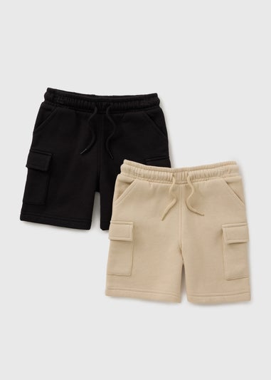 2 Pack Black & Stone Cargo Shorts (1-7yrs)