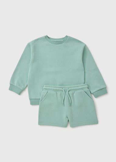 Boys Green Sweatshirt & Short Set (1-7yrs)
