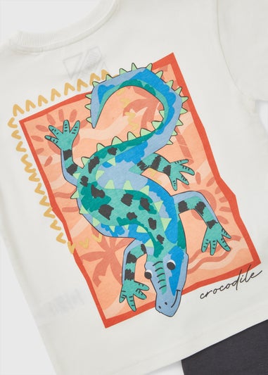 Boys Charcoal Crocodile Top & Short Set (1-7yrs)