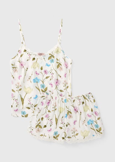 Cream Floral Cami Short Pyjama Set