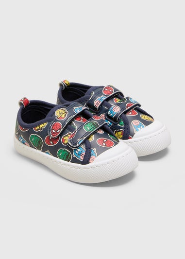 Navy Marvel Double Strap Trainers (Younger 4-12)