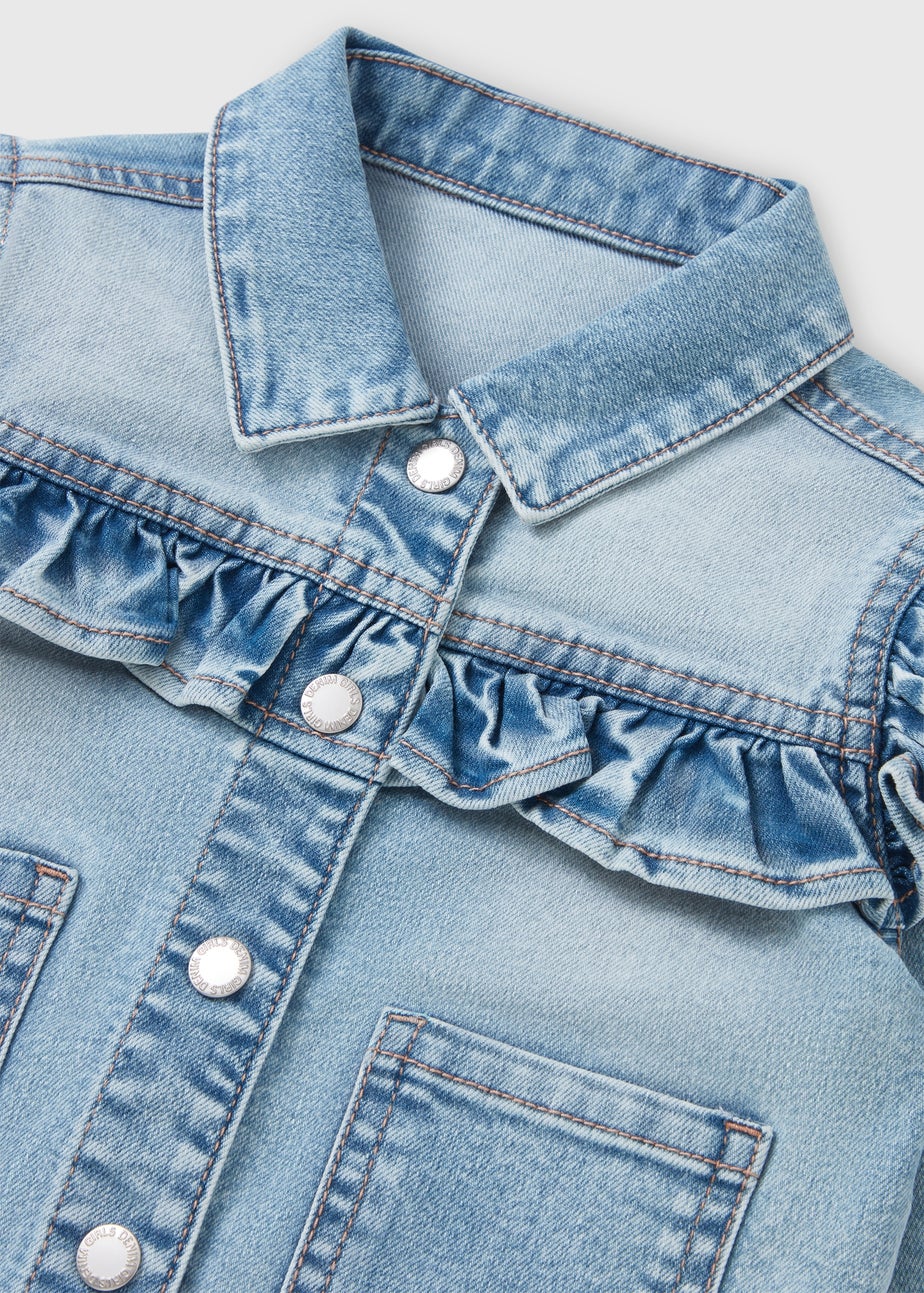 Girls Light Wash Frill Denim Jacket (1-7yrs)