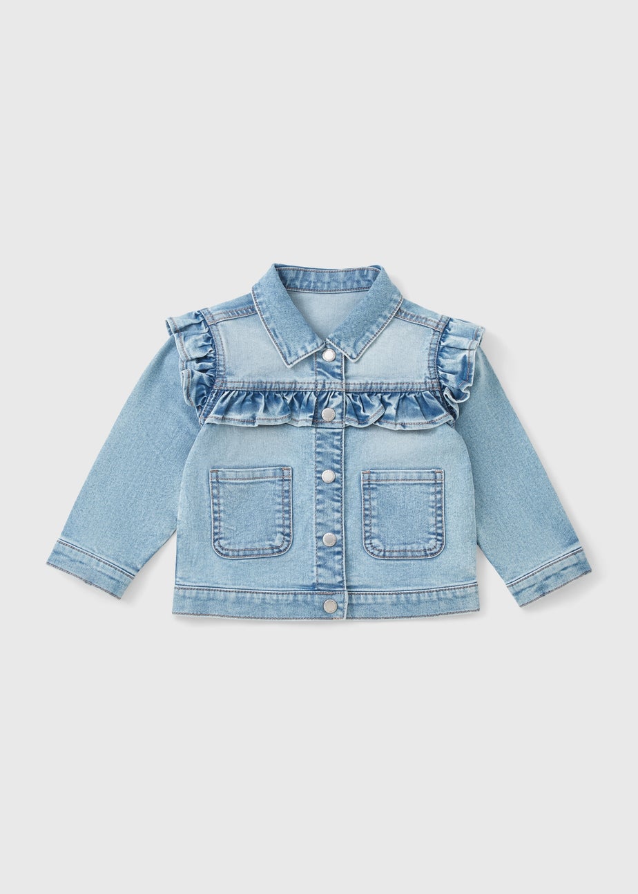 Girls Light Wash Frill Denim Jacket (1-7yrs)