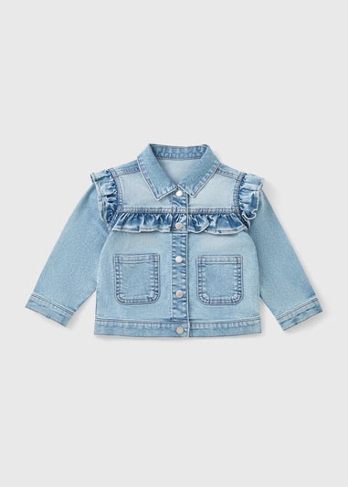 Girls Light Wash Frill Denim Jacket (1-7yrs)