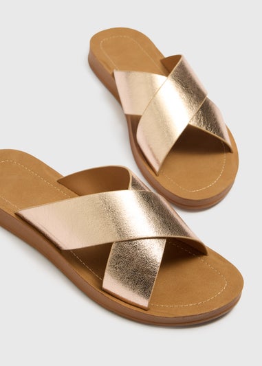Soleflex Gold Cross Strap Sandals