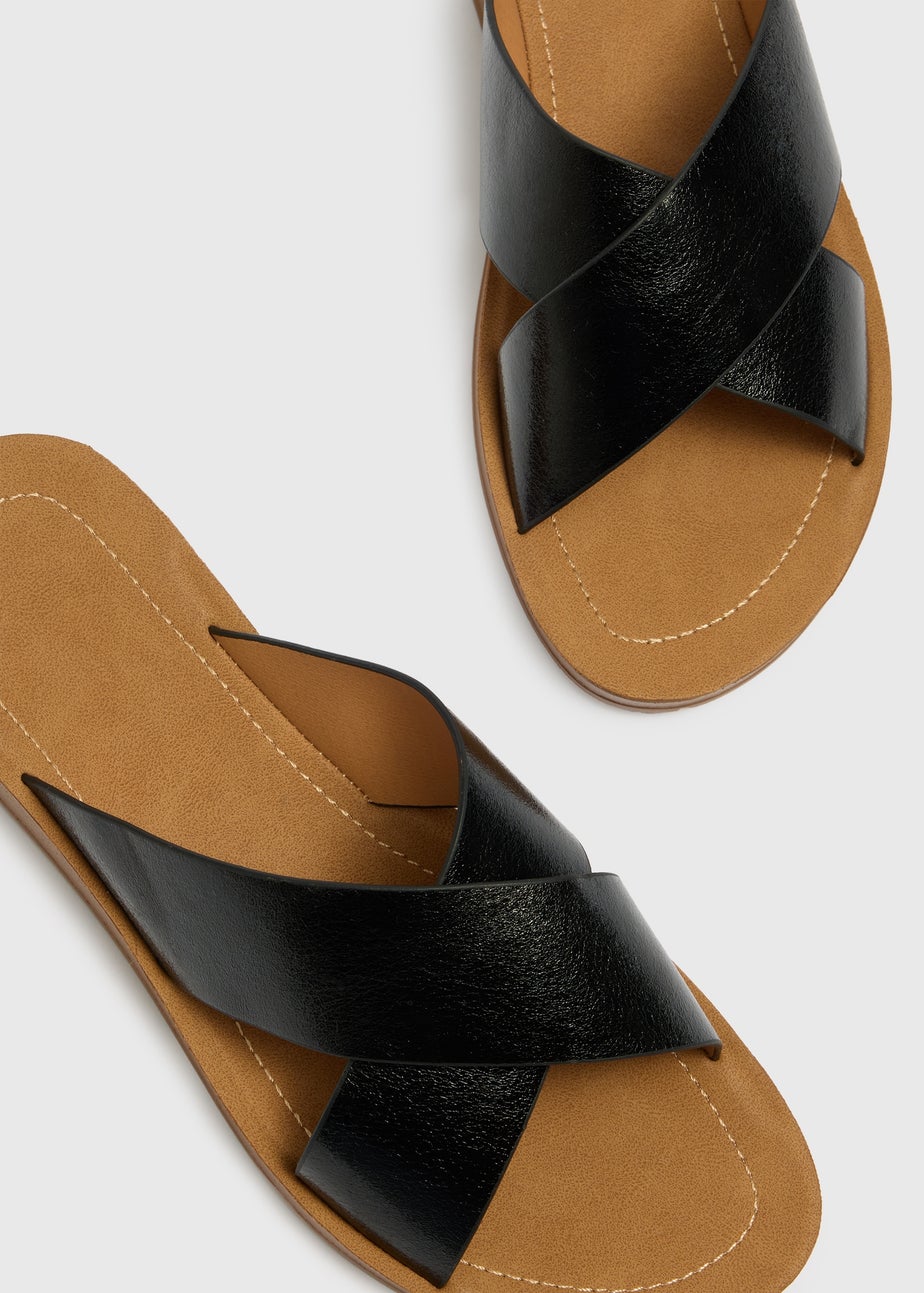 Soleflex Black Cross Strap Sandals