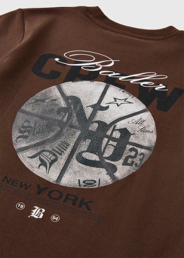 Boys Brown Baller Crew T-Shirt (7-15yrs)