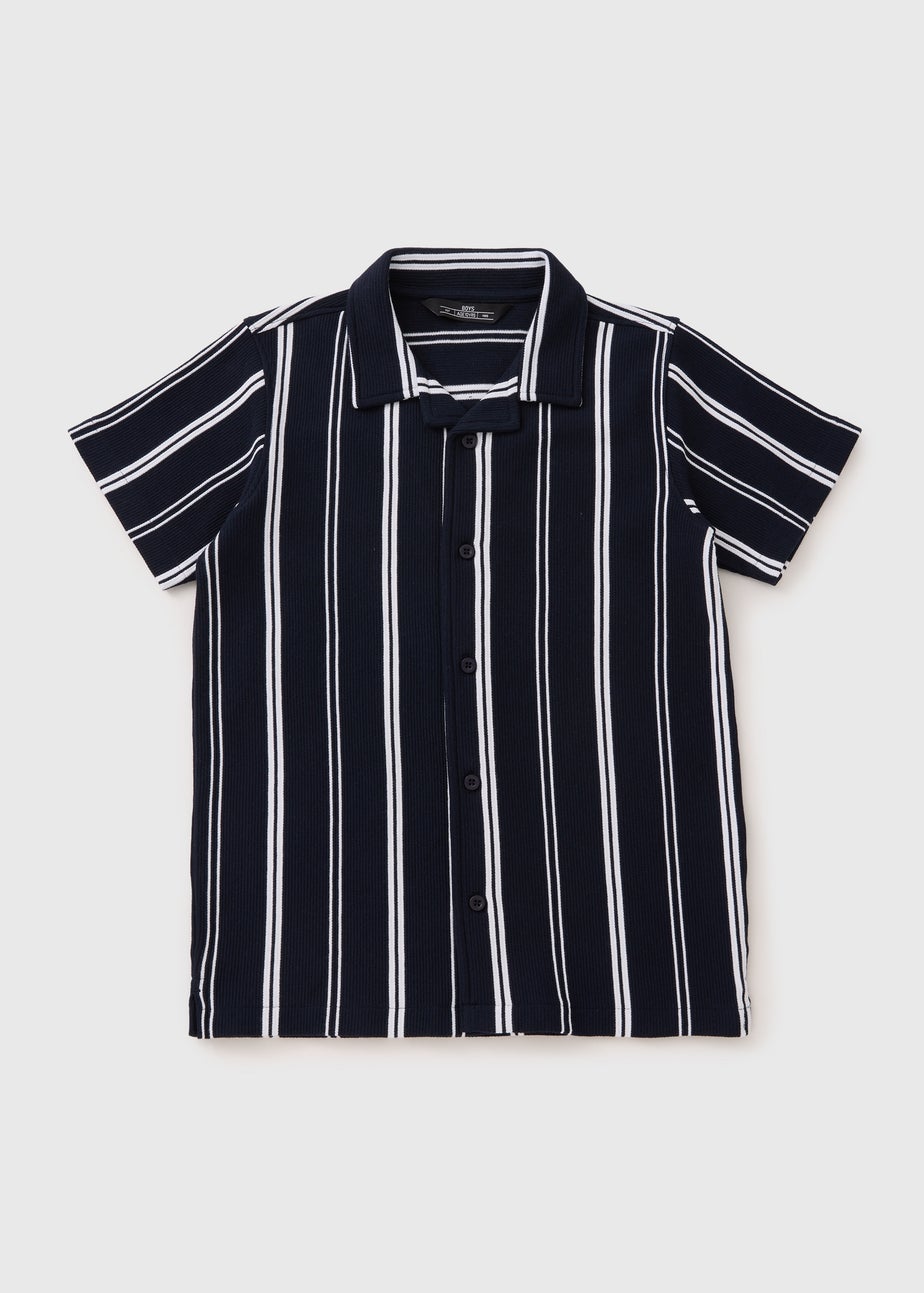 Boys Navy Striped Shirt (7-15 Years)