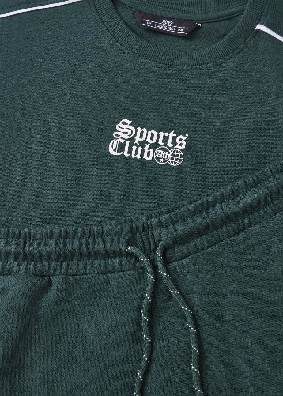 Boys Green Sports Club Top & Shorts Set (7-15yrs)