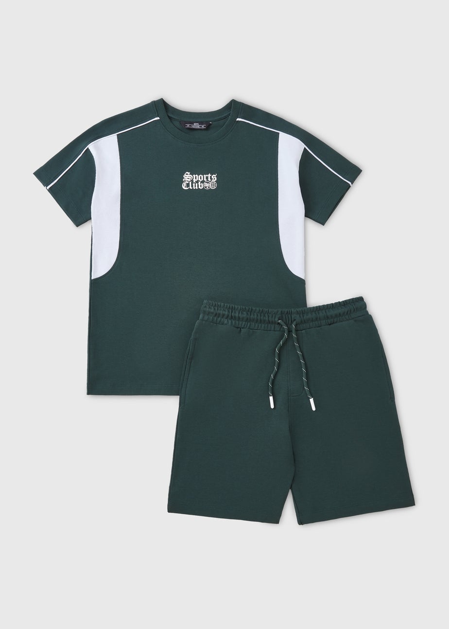 Boys Green Sports Club Top & Shorts Set (7-15yrs)