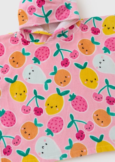 Girls Pink Fruit Poncho