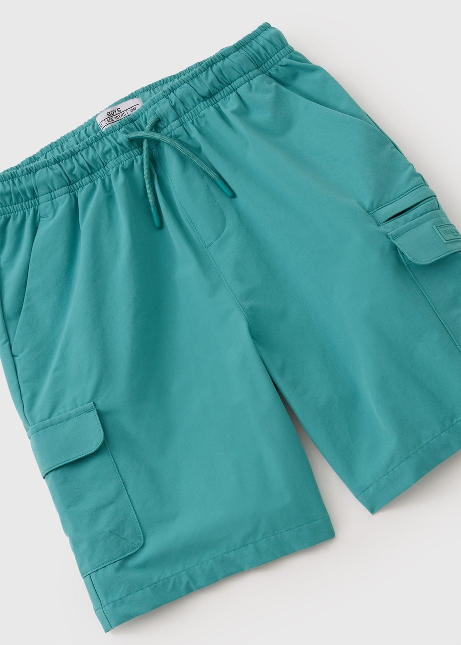 Boys Teal Tech Cargo Shorts (7-15yrs)
