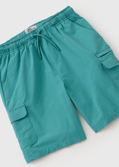 Boys Teal Tech Cargo Shorts (7-15yrs)