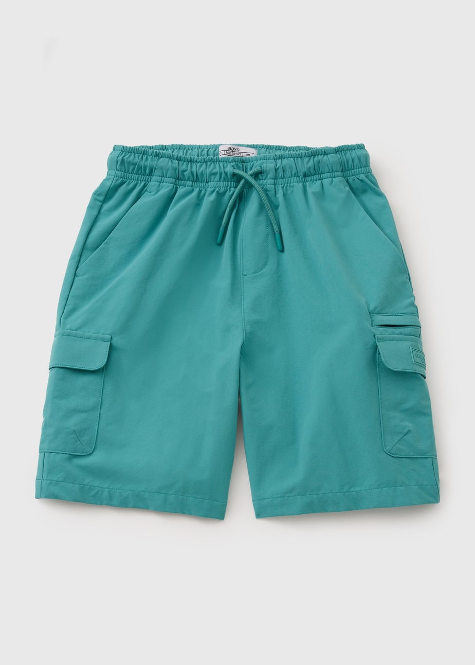 Boys Teal Tech Cargo Shorts (7-15yrs)