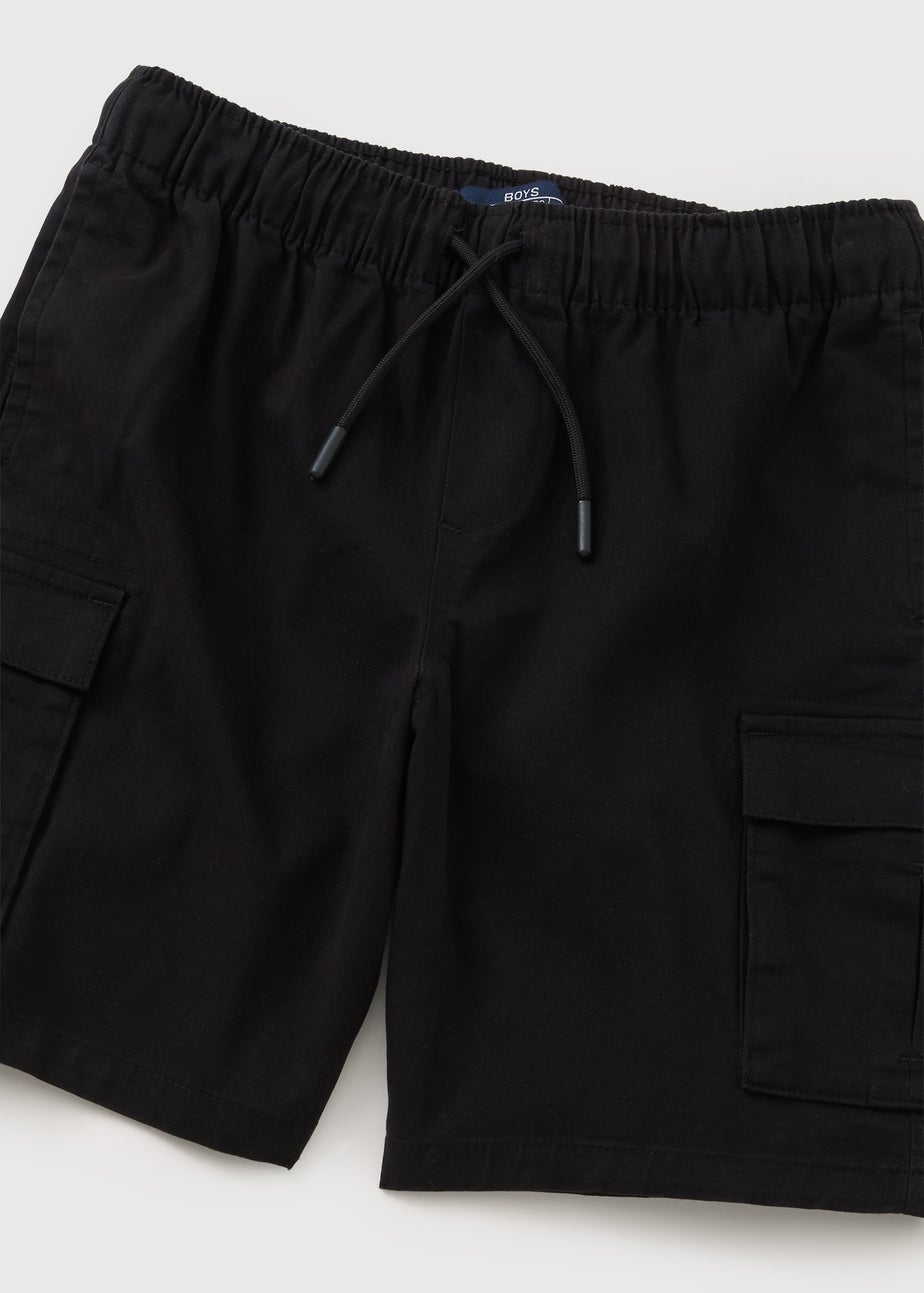 Boys Black Cargo Shorts (7-15 Years)