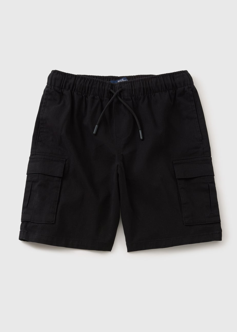 Boys Black Cargo Shorts (7-15 Years)