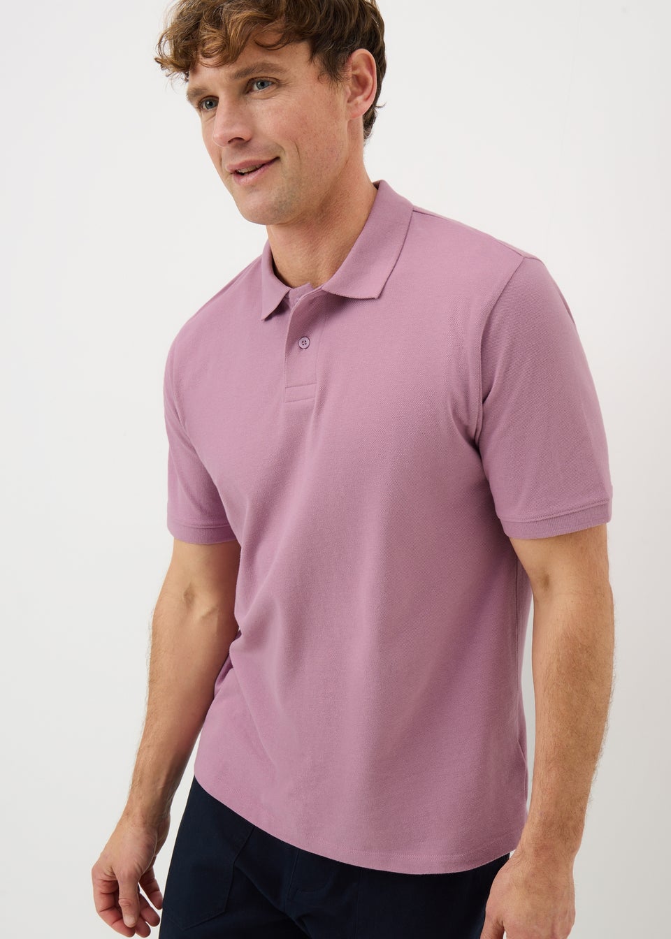 Pink Solid Polo Top