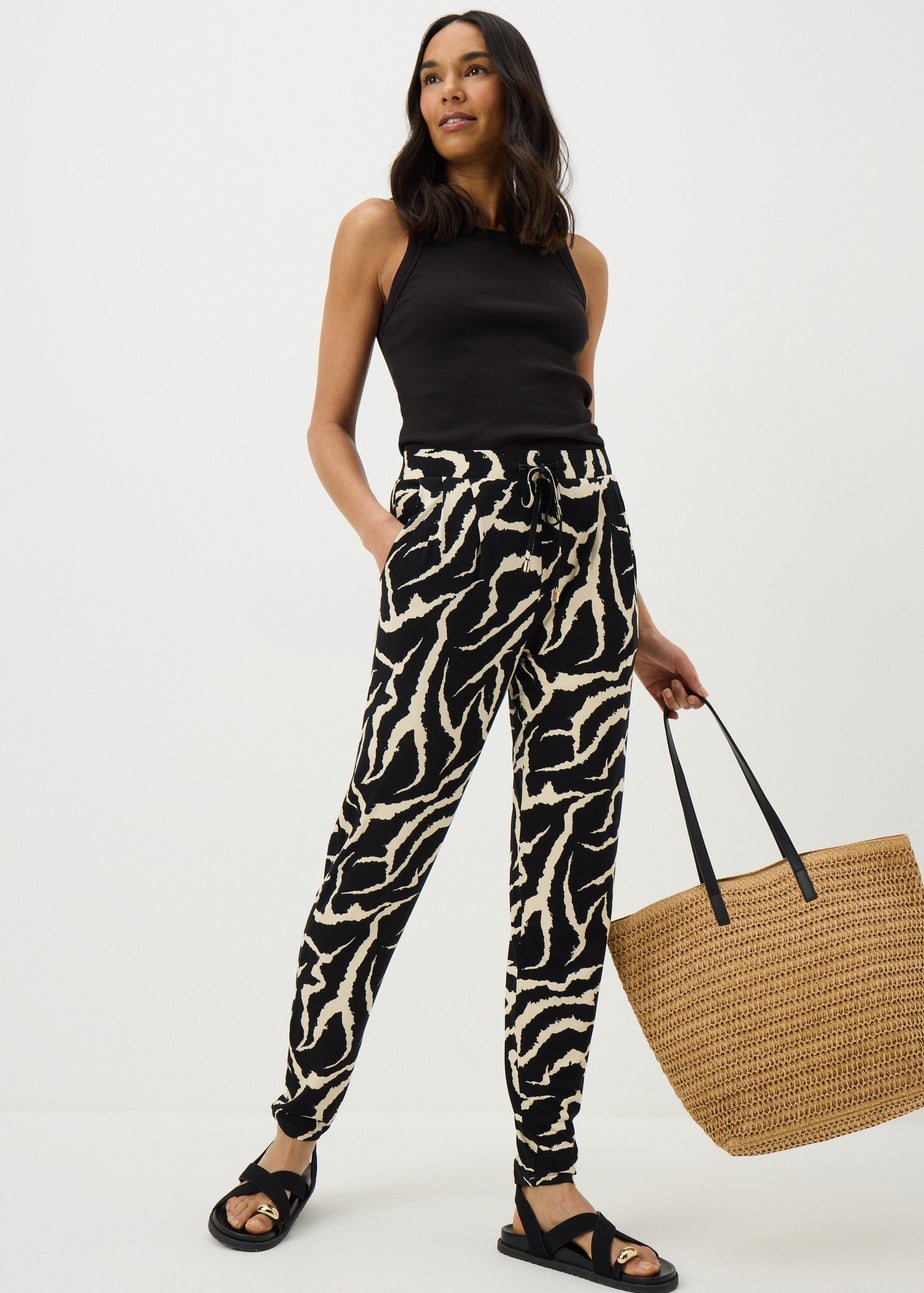 Black Zebra Print Harem Trousers