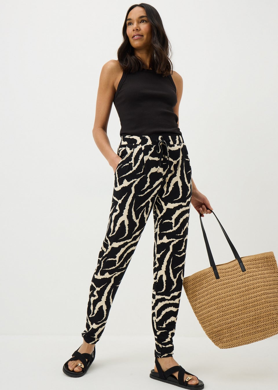 Black Zebra Print Harem Trousers