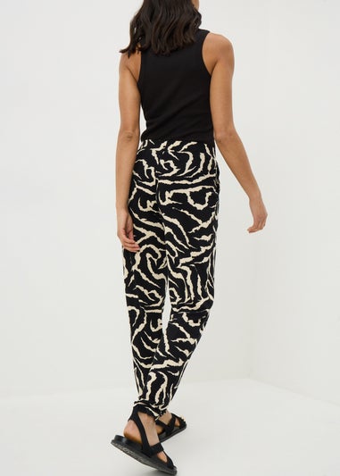 Black Zebra Print Harem Trousers