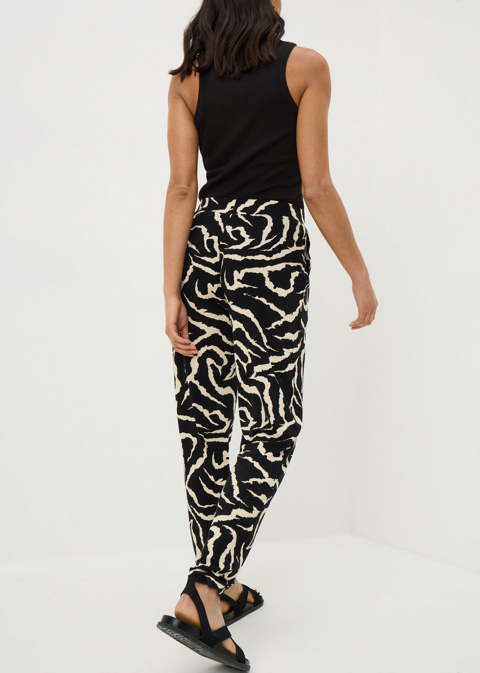 Black Zebra Print Harem Trousers