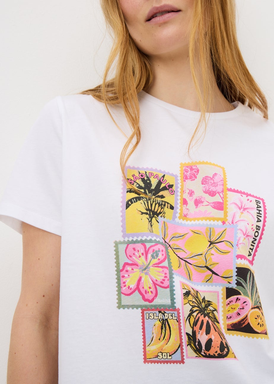 White Postcard Graphic T-Shirt