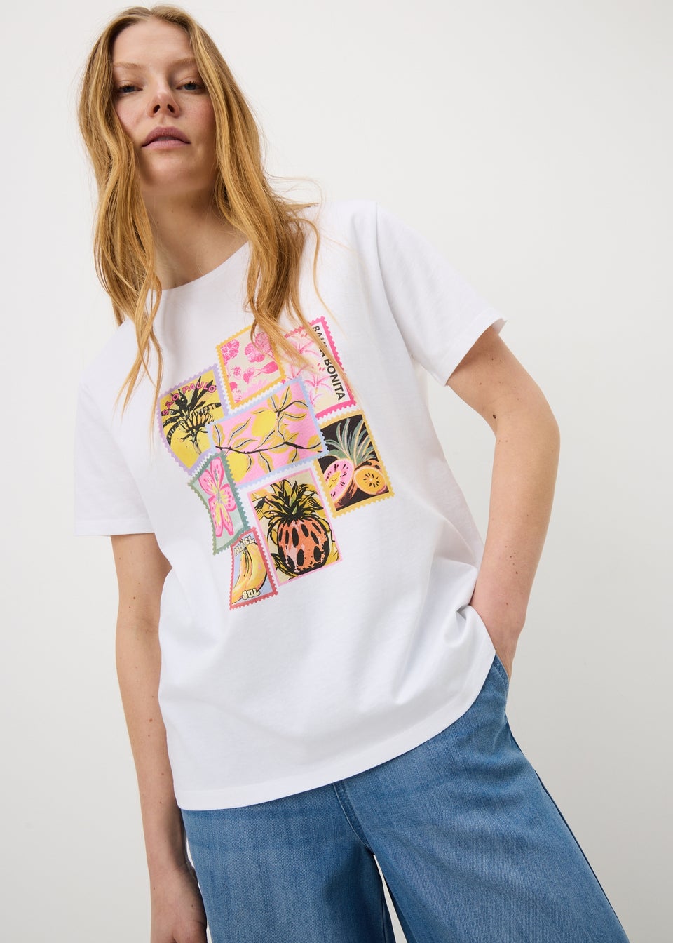 White Postcard Graphic T-Shirt