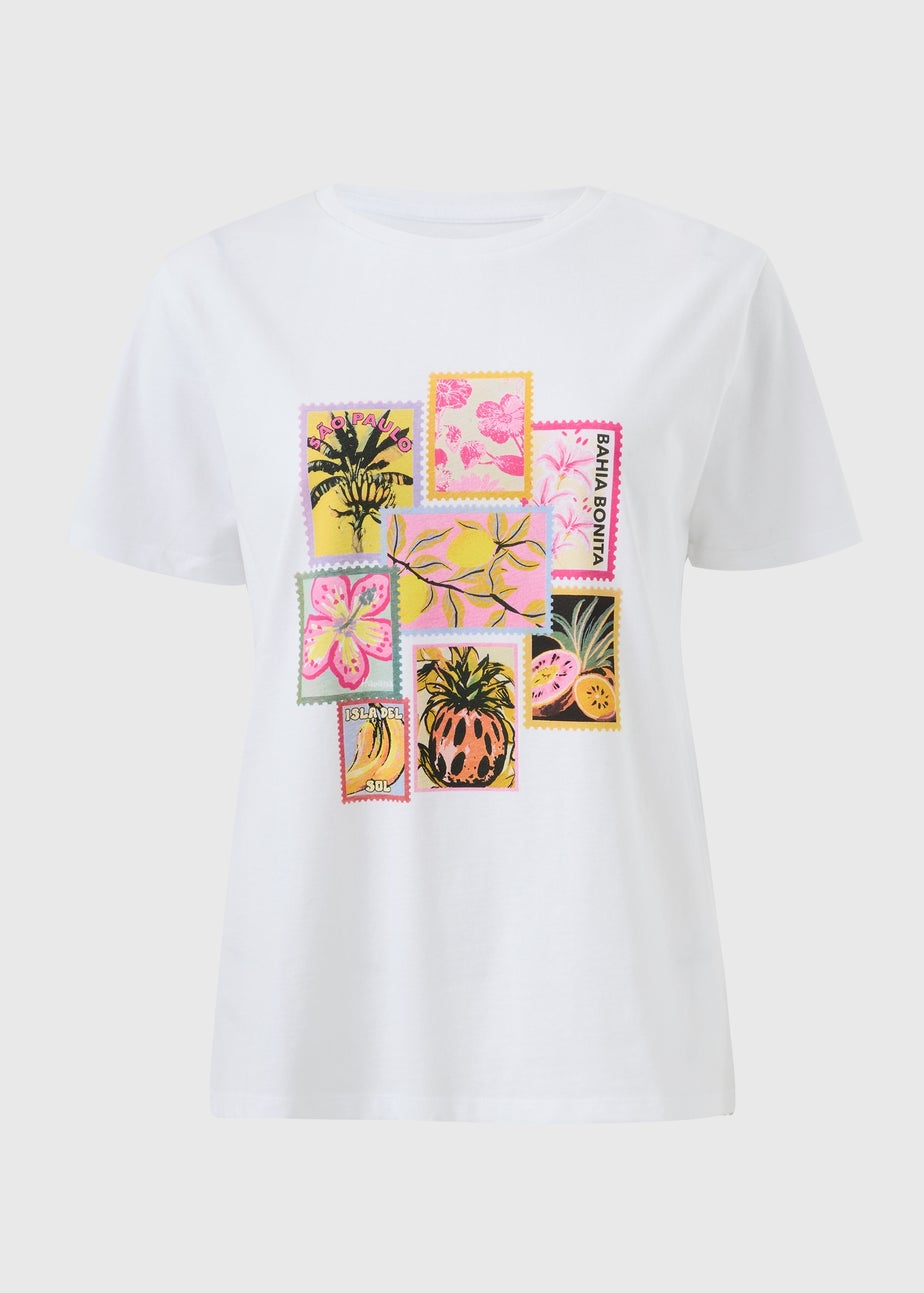 White Postcard Graphic T-Shirt