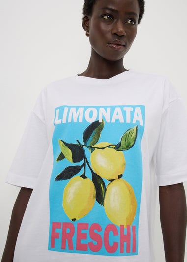White Limonata Graphic Oversized T-Shirt