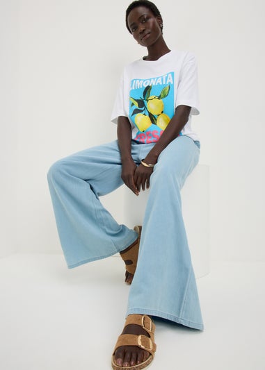 White Limonata Graphic Oversized T-Shirt