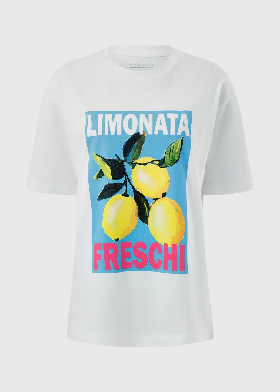 White Limonata Graphic Oversized T-Shirt