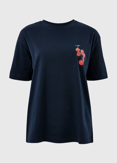 Navy Tomato Graphic Oversized T-Shirt