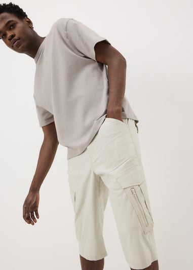 Bone 3/4 Length Cargo Shorts