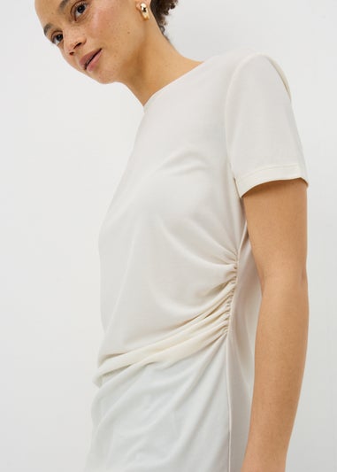 White Short Sleeve Drape T-Shirt