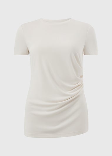 White Short Sleeve Drape T-Shirt