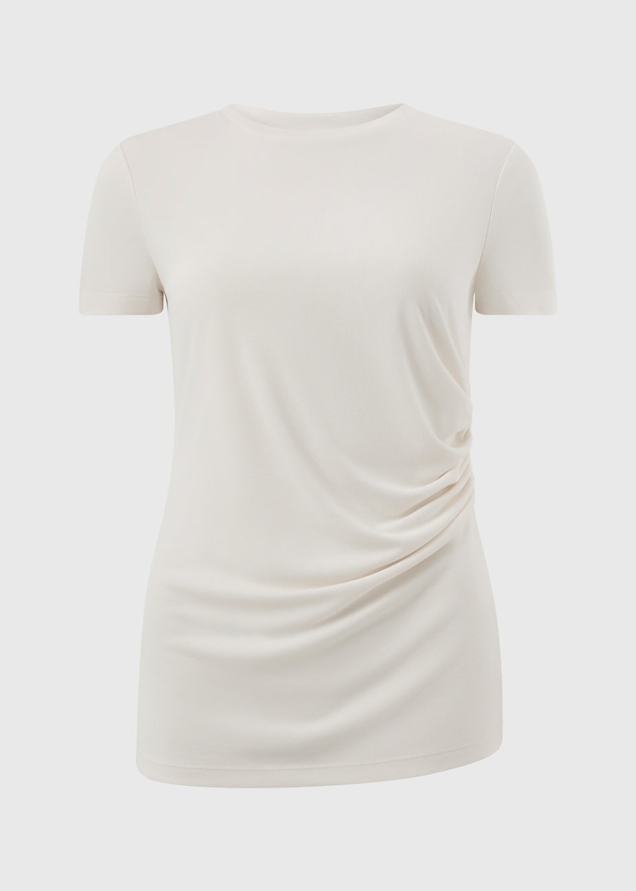 White Short Sleeve Drape T-Shirt