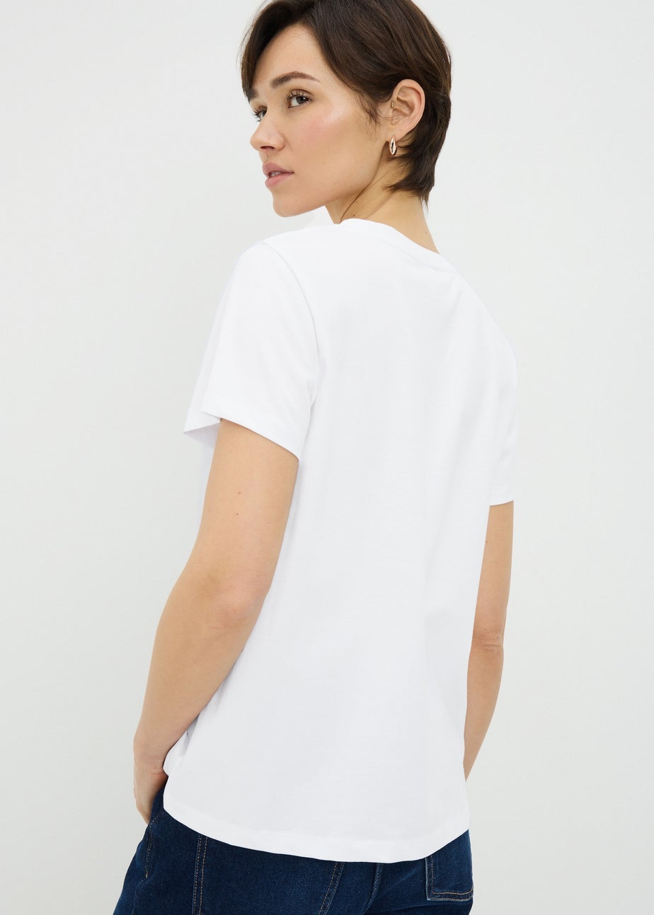 White Ruched Tie Front T-Shirt