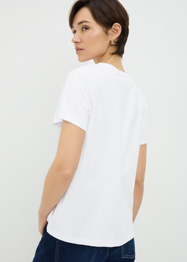 White Ruched Tie Front T-Shirt