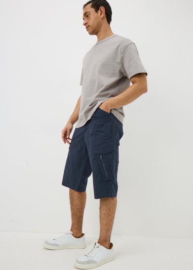 Navy 3/4 Length Cargo Shorts