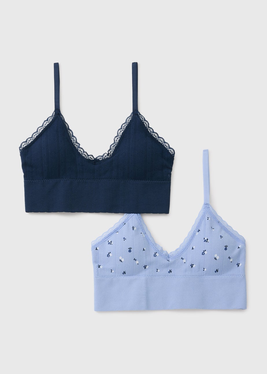 2 Pack Blue Seam Free Non Wired Bralettes