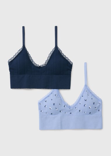 2 Pack Blue Seam Free Non Wired Bralettes
