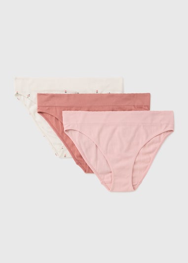 3 Pack Pink Floral Seam Free High Leg Knickers