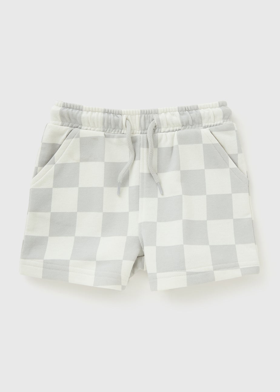 Boys Grey Checkerboard Shorts (1-7yrs)