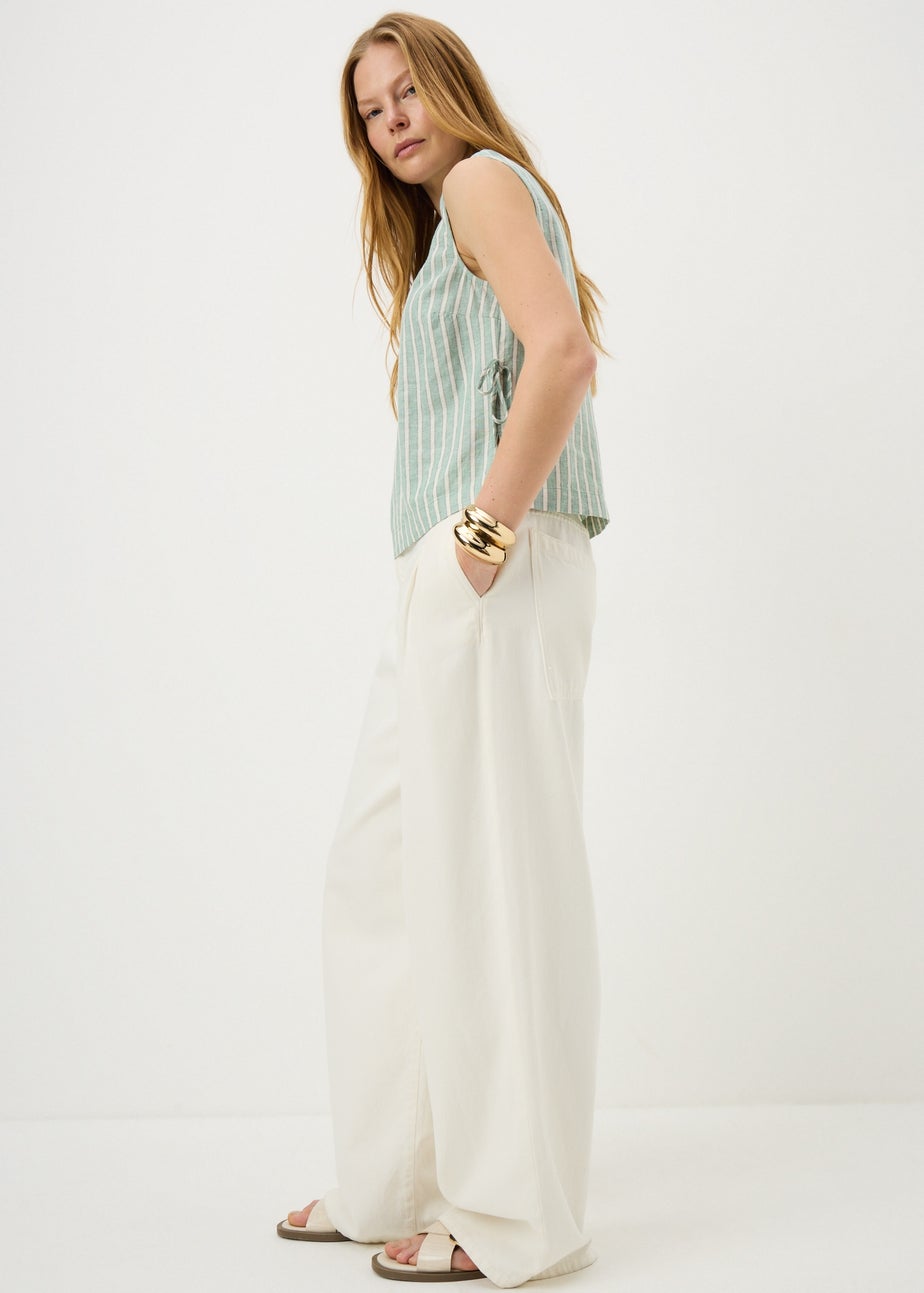 Teal Stripe Linen Vest Top
