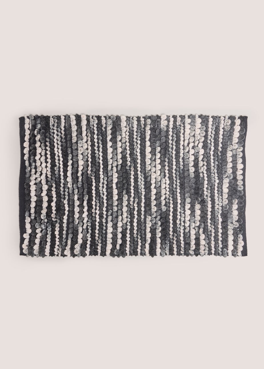 Grey Mono Chenille Bath Mat